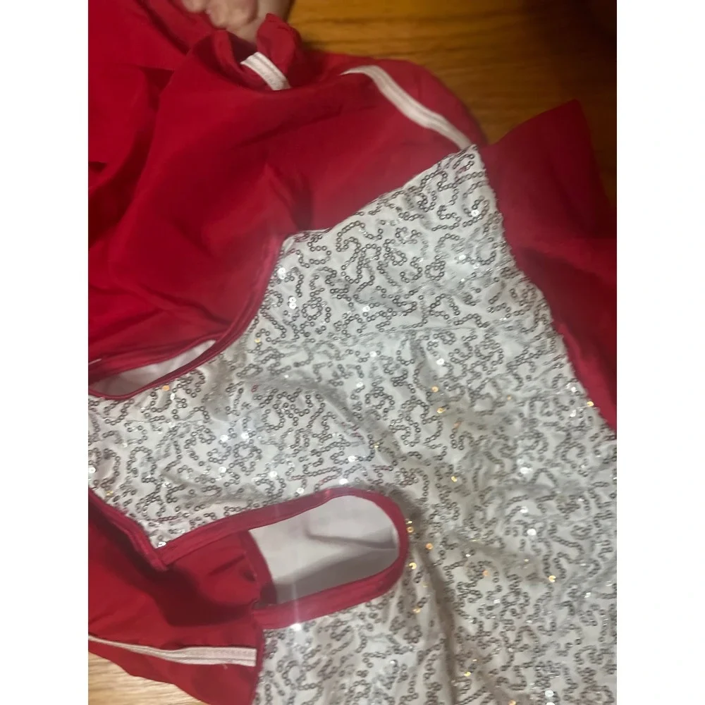 Weissman Red & Silver Sequin Dance Costume Pants and top MC
